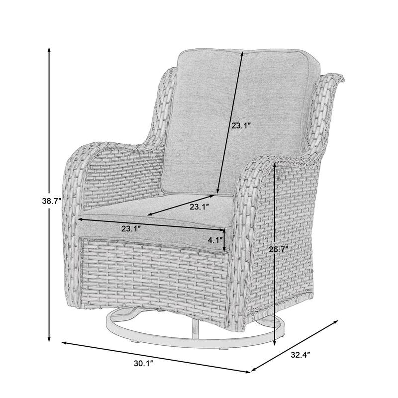 Outdoor Rattan Wicker Swivel Lounge Chair Cushioned Patio Rocker