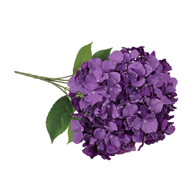 Set of 2 Purple Artificial Hydrangea Flower Stem Bush Bouquet 19in - 19" L x 12" W x 12" DP