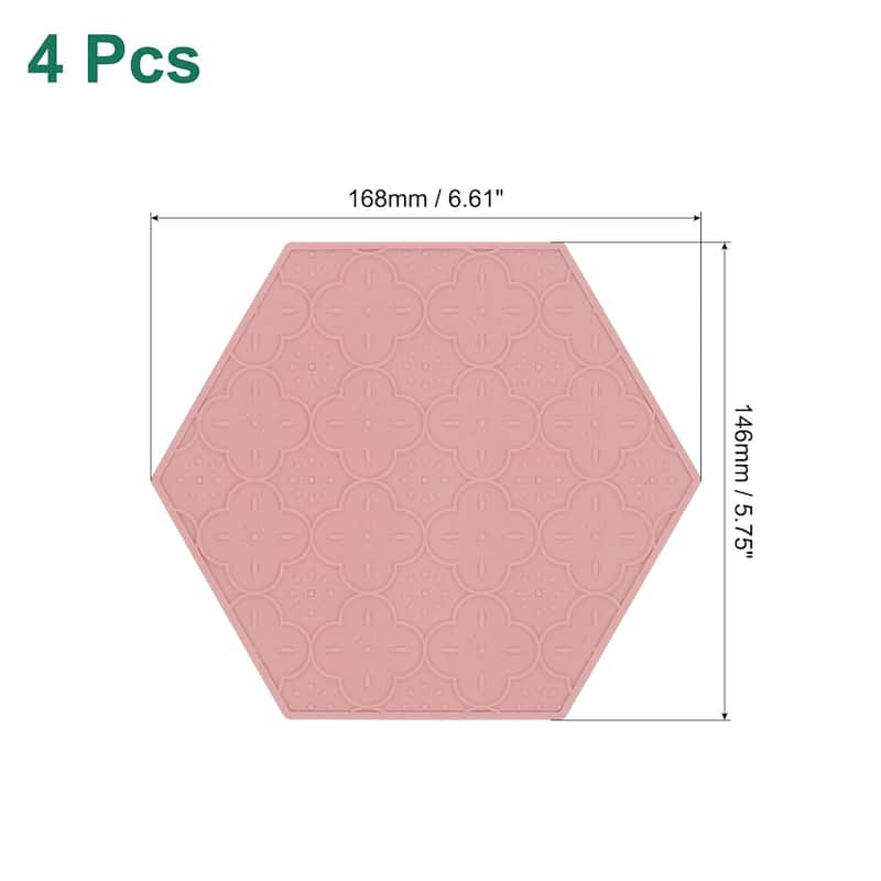 Coasters for Drinks, 4 PCS Modern Hexagon Heat-resistant Silicone Mat