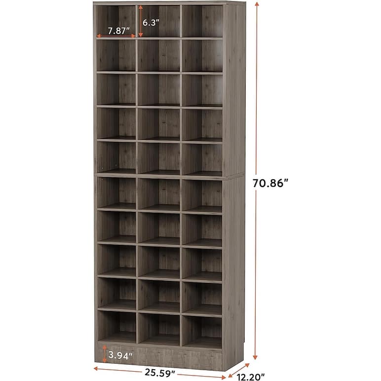 30 Pairs Tall Shoe Cabinet, 10 Tiers White Wooden Shoe Storage Rack for Closet, Entryway - 10-tier