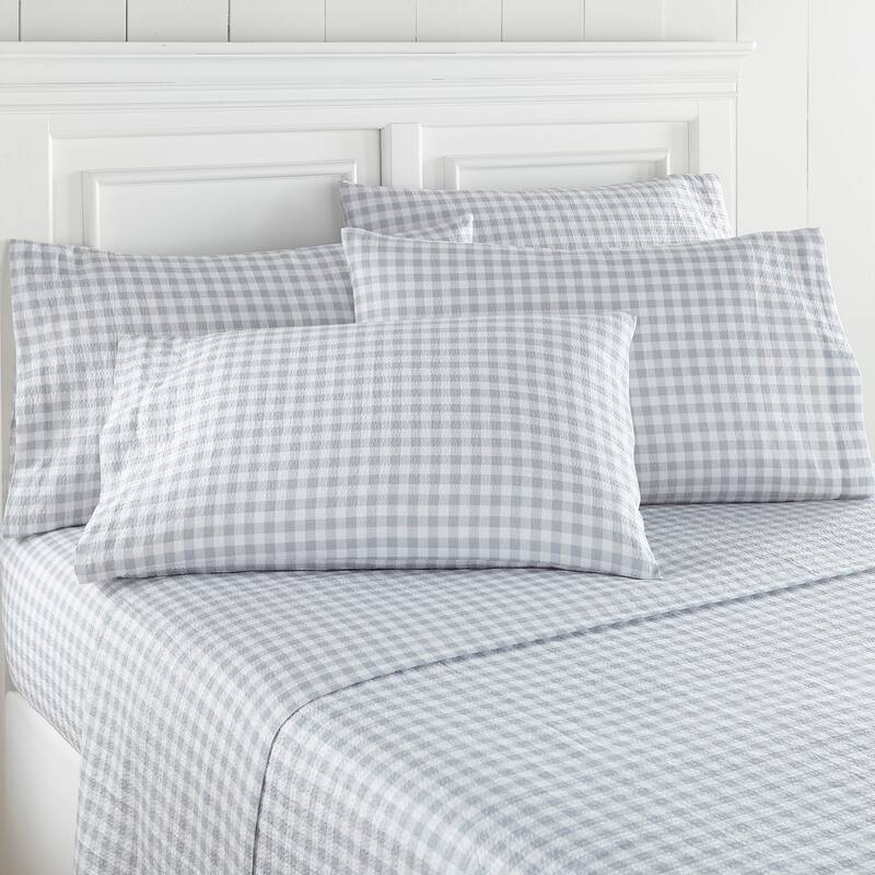 Seersucker Sheet Set - Queen - Gingham Gray