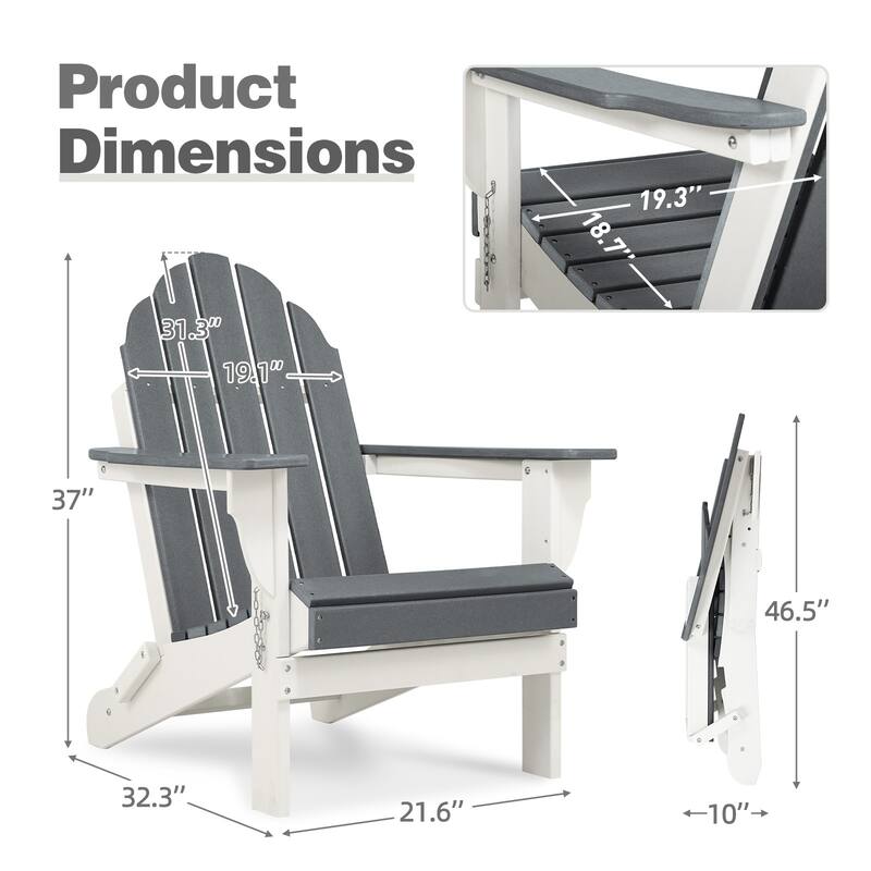 Aoodor Outdoor Folding Adirondack Chair