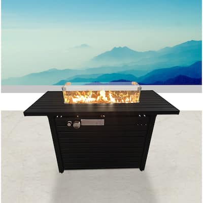 LSI 24'' H Steel Propane Outdoor Fire Pit Table with Lid - N/A