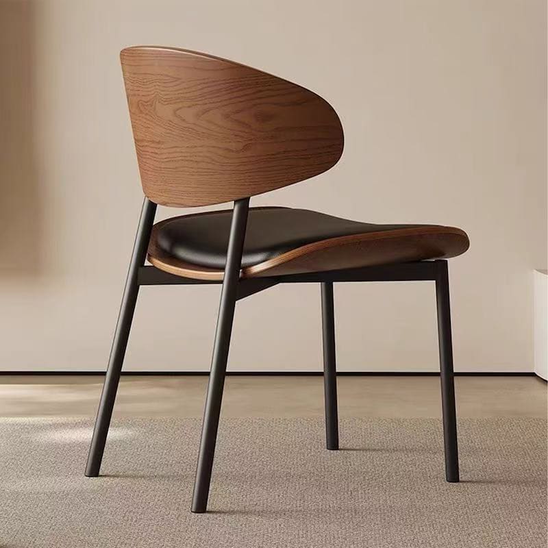 Modern Brown Not Assembled Need Dining Chairs ,curved Back Leather Kitchen Chairs for Dining Room