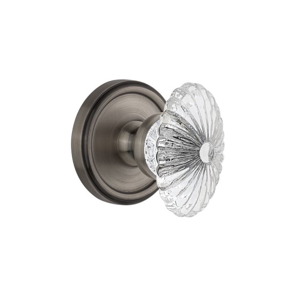 Grandeur GEOBUR_PRV_238 Georgetown Solid Brass Rose Privacy Door Knob Set with Burgundy Crystal Knob and 2-3/8" Backset