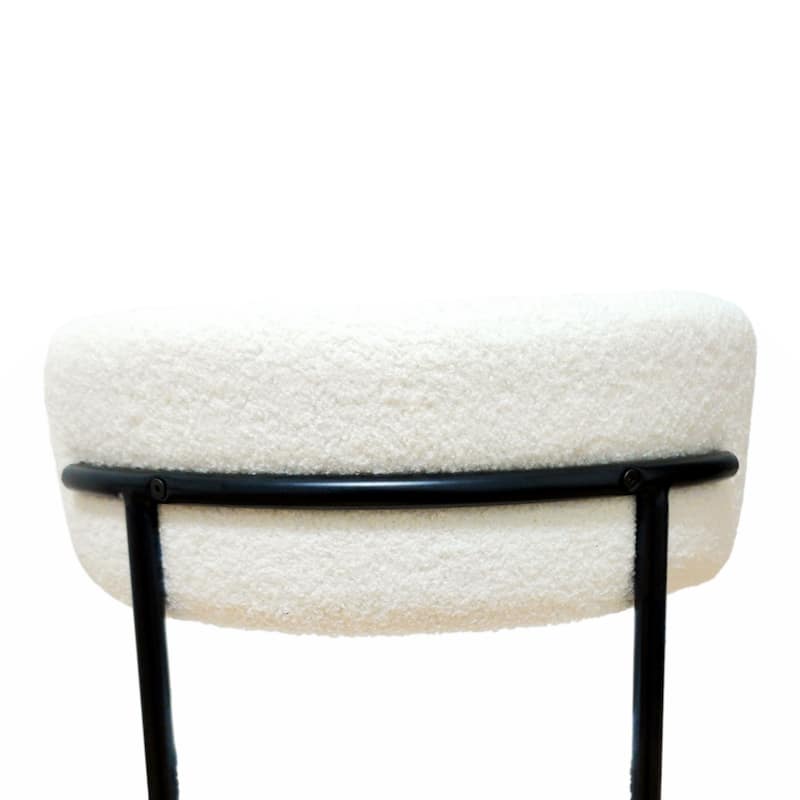 White Dining Chairs Set of 4, Mid-Century Modern Dining Chairs with Black Metal Legs