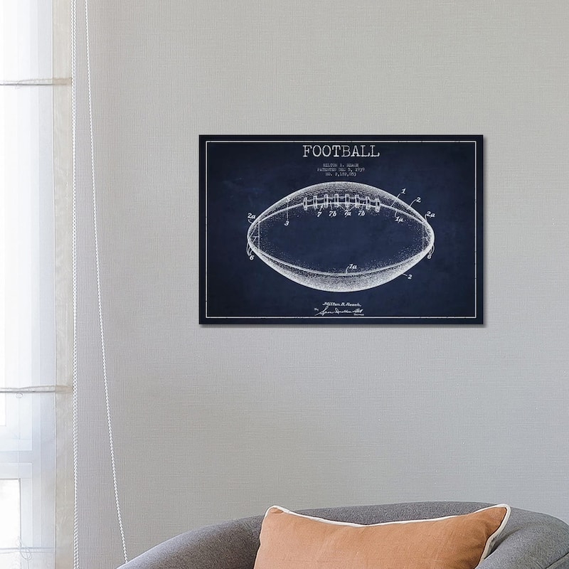 iCanvas "Football Navy Blue Patent Blueprint" by Aged Pixel Canvas Print - 18x26x1.5