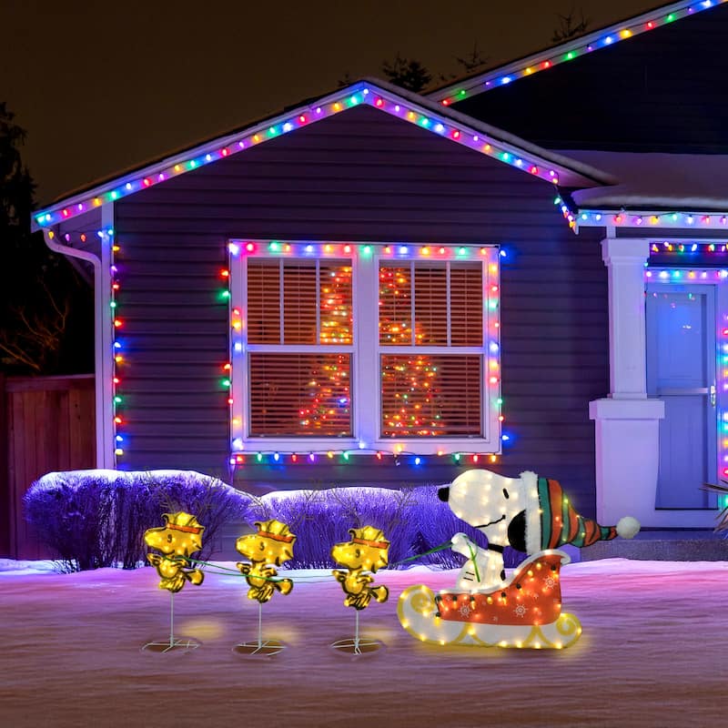 30" Peanuts 2D Sleigh with Snoopy and Woodstock