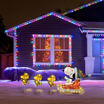 30" Peanuts 2D Sleigh with Snoopy and Woodstock