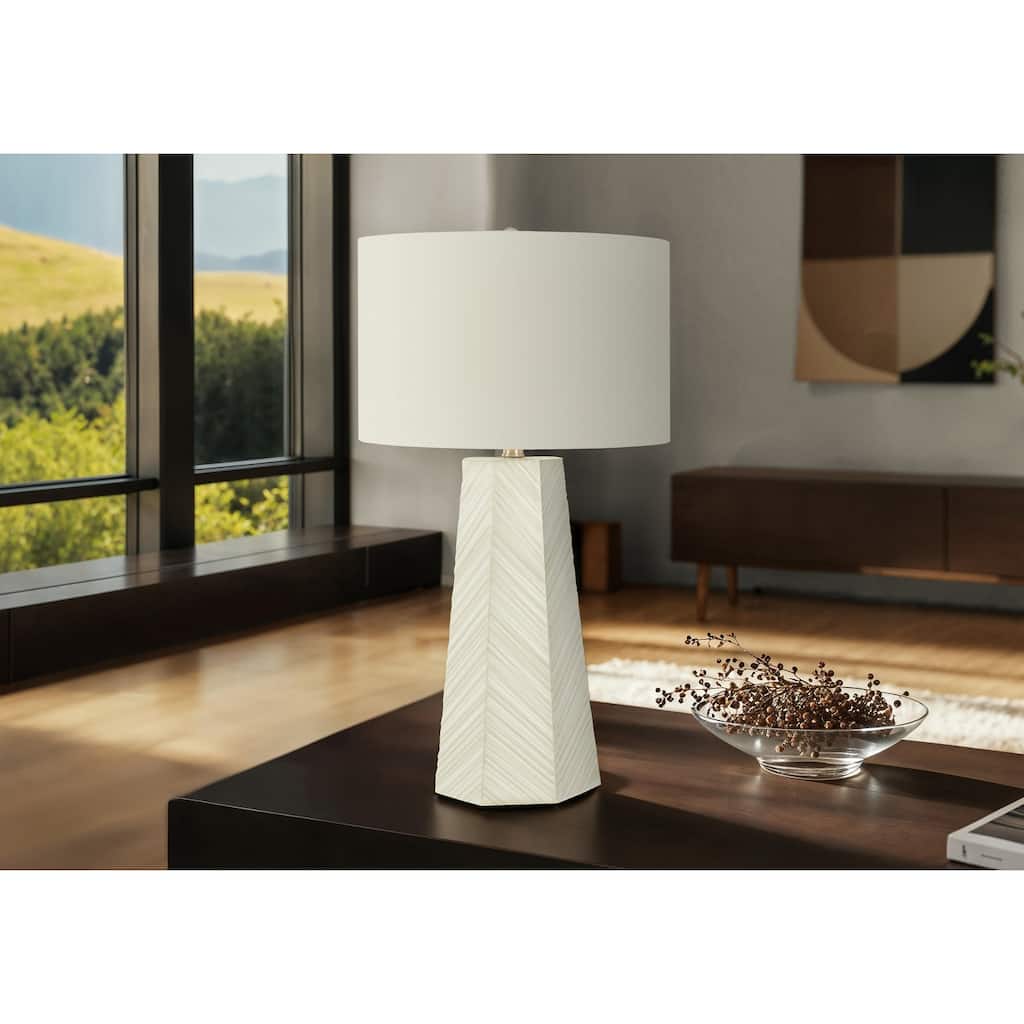 Lighting, 29"h, Table Lamp, White Ceramic, Ivory / Cream Shade, Contemporary