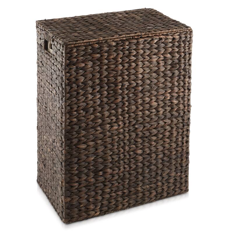 Large Laundry Hamper Basket w Lid and Liner Water Hyacinth