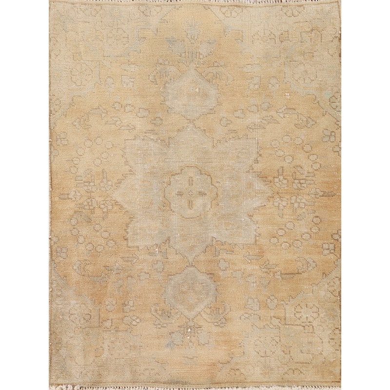 Hand Knotted Oriental 100% Wool Carpet Traditional Floral Yellow & Gold Tabriz Area Rug - 4' 2'' X 3' 0''