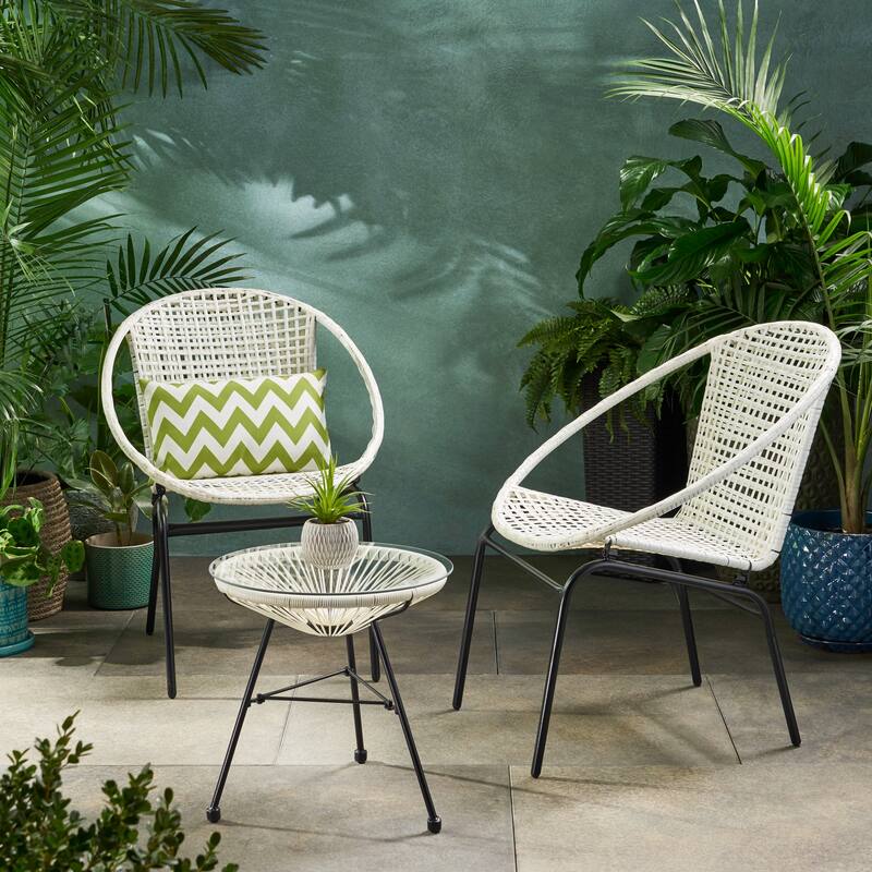 Java Outdoor 2-seater Wicker Chat Set by Christopher Knight Home