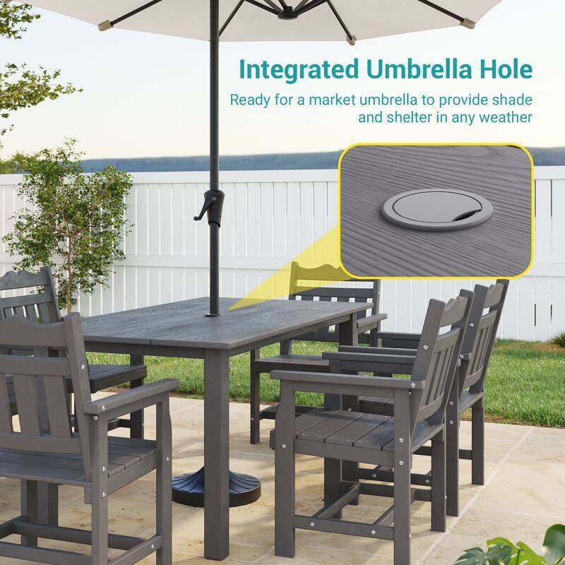 HIPS Outdoor Dining Set All-weather Patio Table and Chairs(Set of 7)