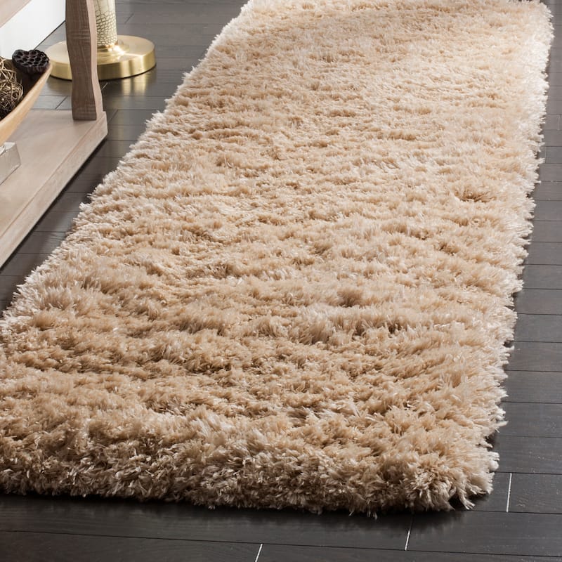 SAFAVIEH Polar Shag Alabama Glam Solid 3-inch Extra Thick - 2' 3" x 10' - Light Beige - Runner