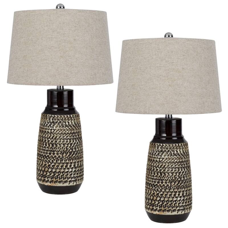 Scottsboro 27" Height Ceramic Lamp Set in Black/Antique Silver Finish