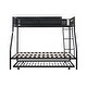 preview thumbnail 4 of 7, Black Twin over Full Metal Bunk Bed with Trundle, Noise-Free Wood Slats, Textilene Guardrail