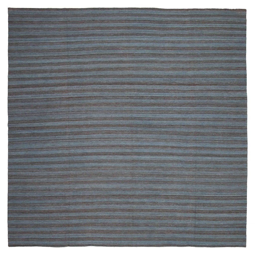 ECARPETGALLERY Flat-Weave Boho Blue Wool Kilim - 13'3 x 13'0