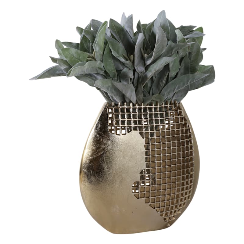 Metal Vase Modern Glam Decorative Accent Interior Decor - 14" Gold