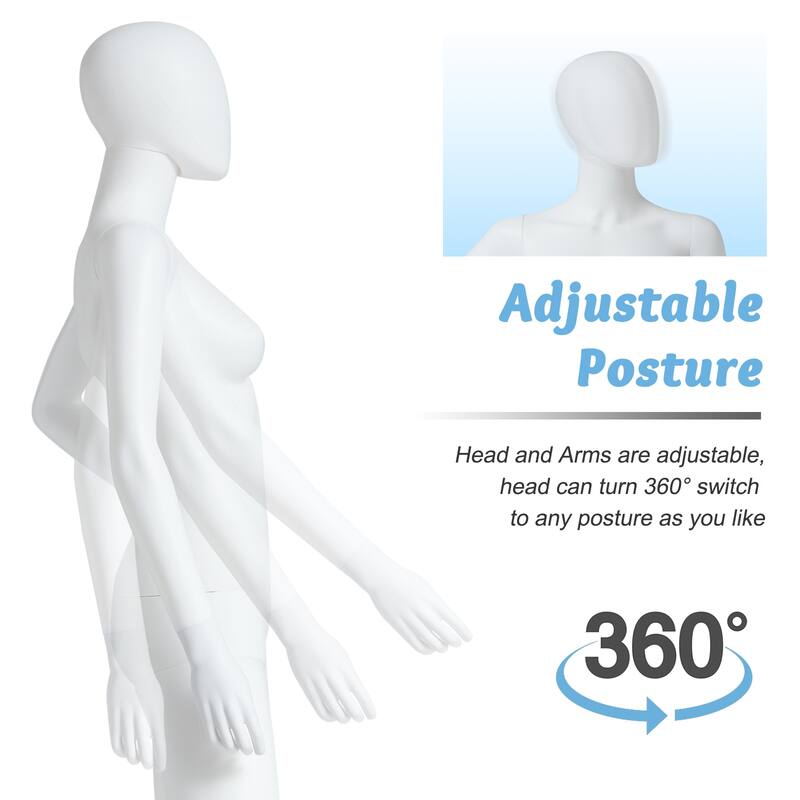 Full Body Mannequin Famale Male Dress Form Display, Manikin Torso Stand Realistic Mannequin for Retail Clothing Shops, White