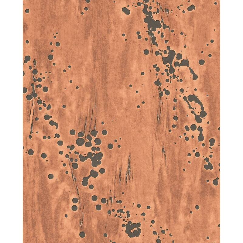 Seabrook Designs Edmanson Concrete Splatter Unpasted Wallpaper - 21 in. W x 33 ft. L - Pumpkin & Metallic Nutmeg