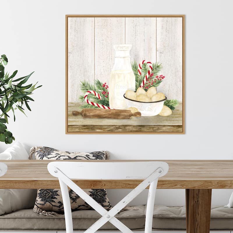 Christmas Kitchen II by Tara Reed Canvas Art Framed - 22 x 22 in