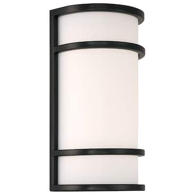 Access Lighting Cove 12in H Dual Voltage Outdoor LED Wall Mount - Black - Acrylic Lens