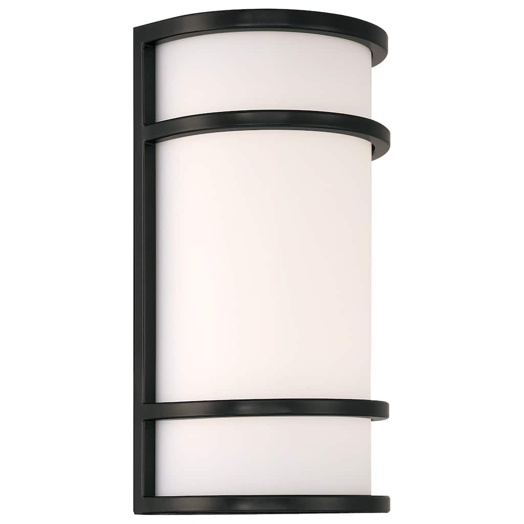 Access Lighting Cove 12in H Dual Voltage Outdoor LED Wall Mount - Black - Acrylic Lens