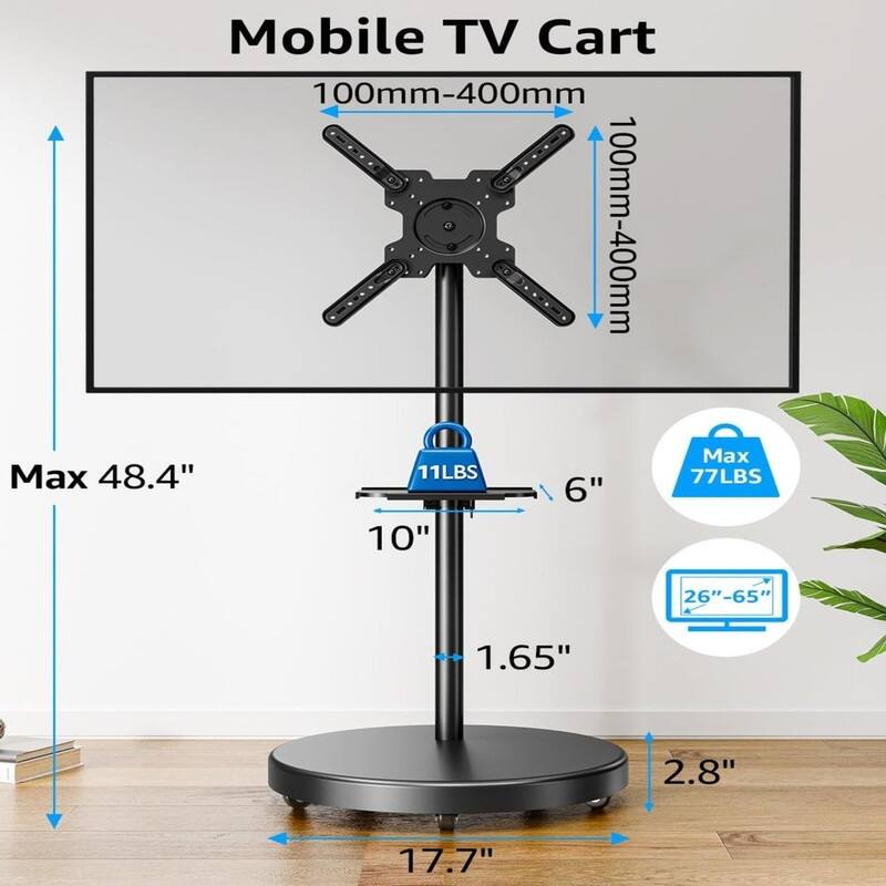 Rolling Mobile TV Cart