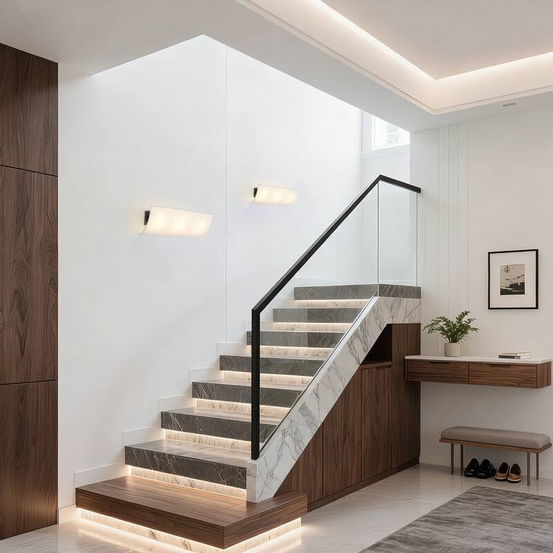 3-Light Modern Minimalist Rectangular Black & White Wall Sconce - Matte Black