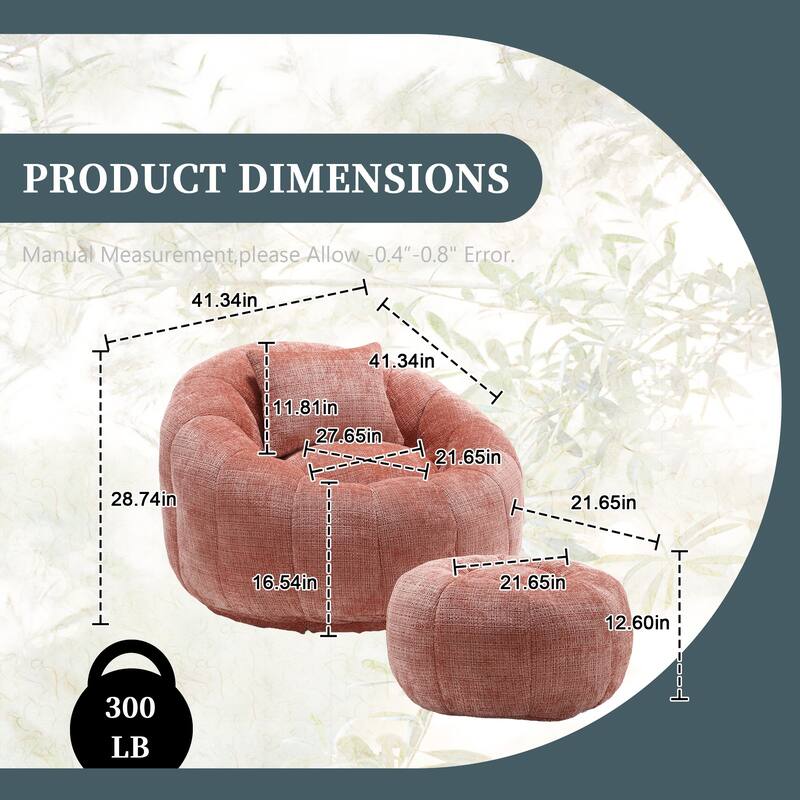 HOMEFUN Comfortable Beanbag sofa, with memory foam filler, can rotate super large round sofa