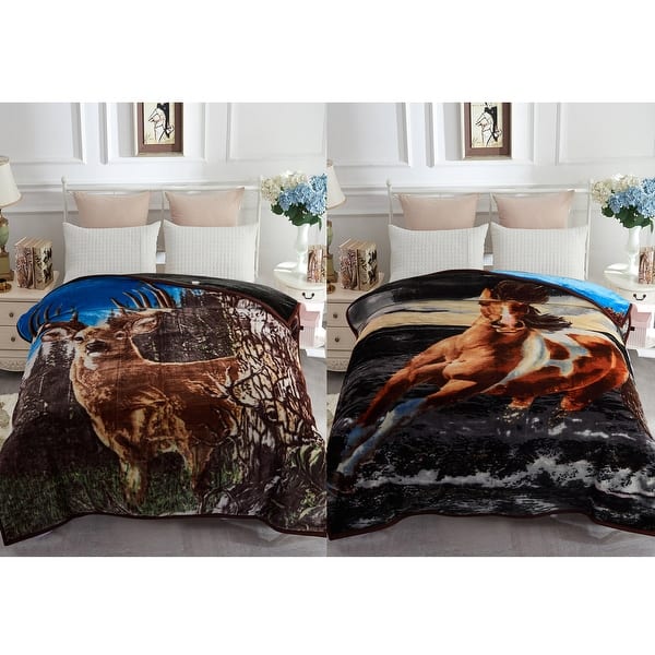 Adult Minky Blanket Reversible 2-Ply Korean Mink Blanket Animal