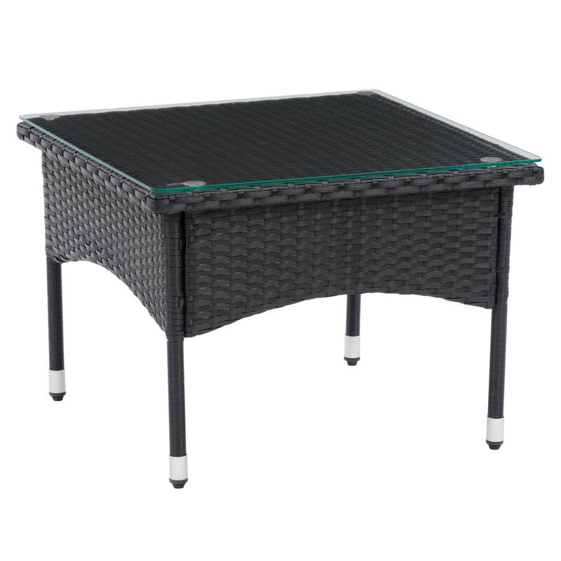 CorLiving Parksville Black Rattan Square Side Table