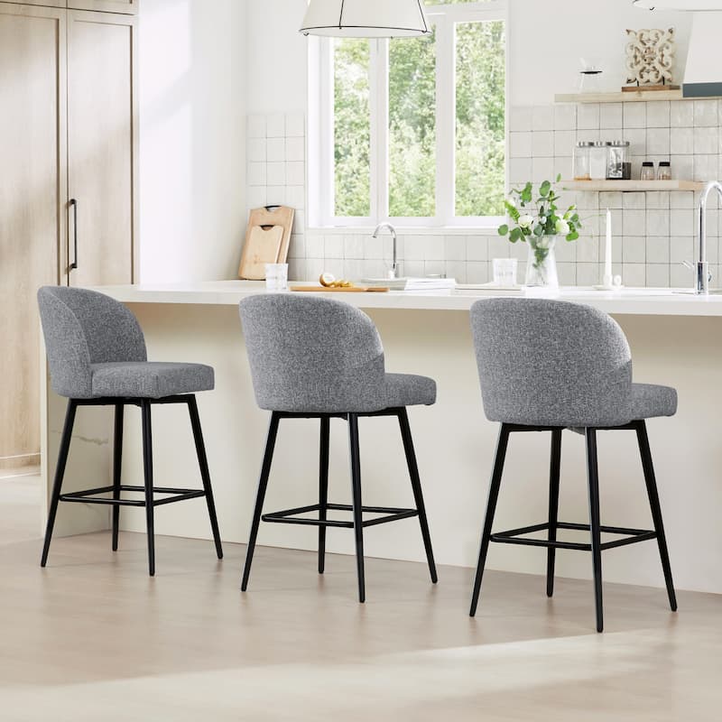 Charlotte Counter Height Swivel Barstool with Metal Legs Set
