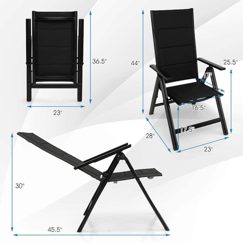 Gymax Set of 2 Patio Folding Chairs Lightweight Outdoor Dining Chairs