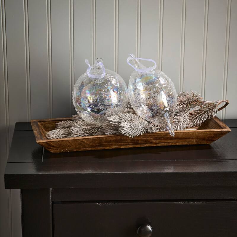 5-7" Etched Glass Ball/Finial Ornament Set of 6