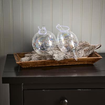 5-7" Etched Glass Ball/Finial Ornament Set of 6