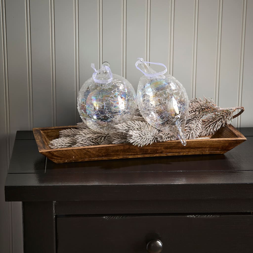 5-7" Etched Glass Ball/Finial Ornament Set of 6
