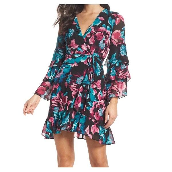 charles henry floral wrap dress