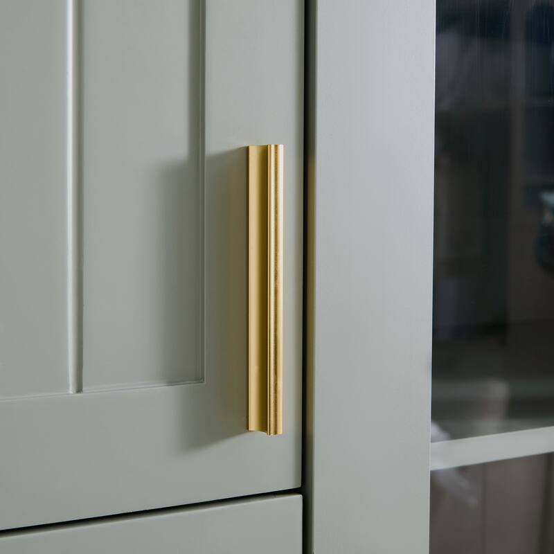 53" Modern Kitchen Pantry Cabinet with 6 Doors, Pull-Out Trays & Wine Rack