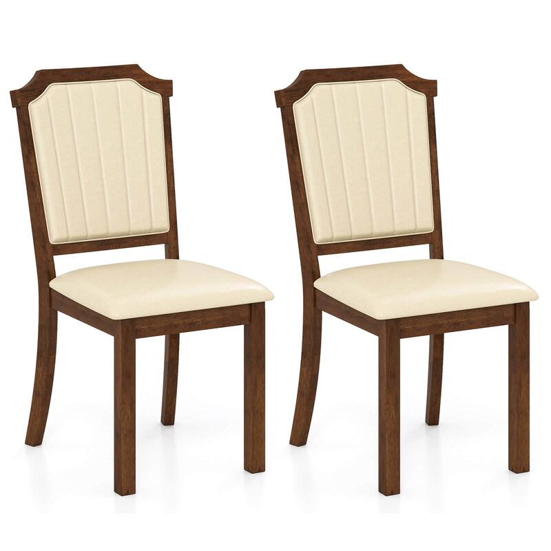 Costway Dining Chair Set of 2/4 Upholstered Kitchen Chair with PU - 2 PCS - Set of 2