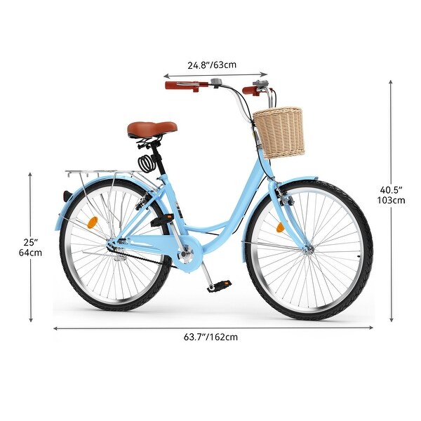24 Inch Beach Cruiser Bike for Women - 1 Speed Commute Bike