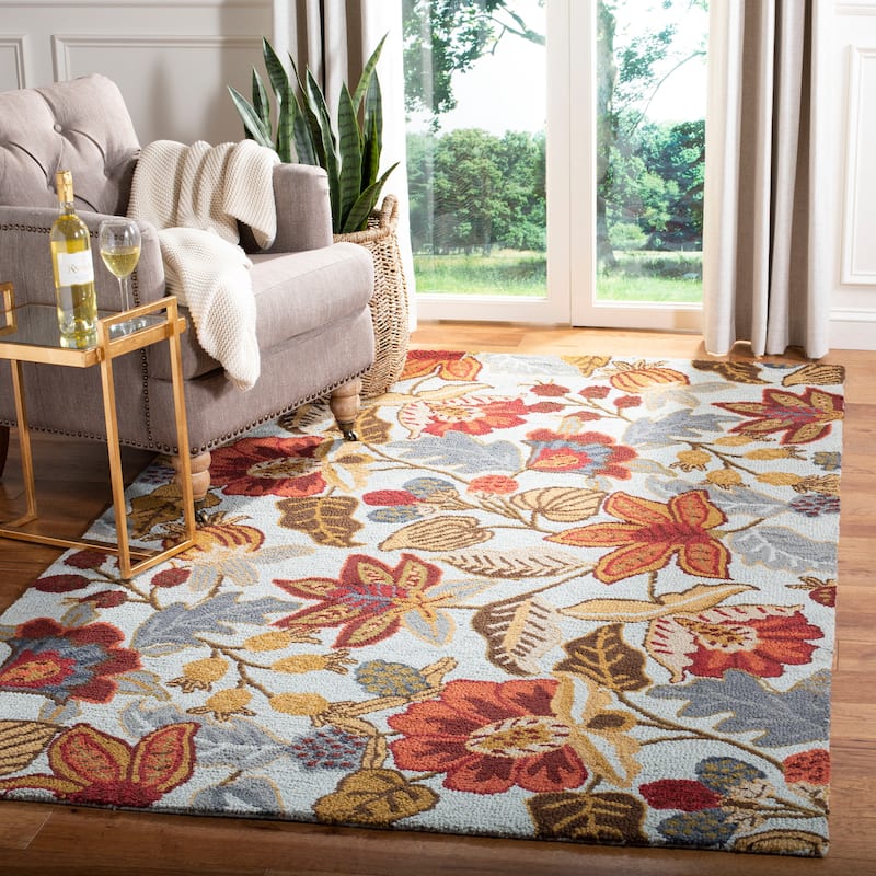 SAFAVIEH Handmade Blossom Biagina Modern Floral Wool Rug - 3' x 5' - Blue/Multi