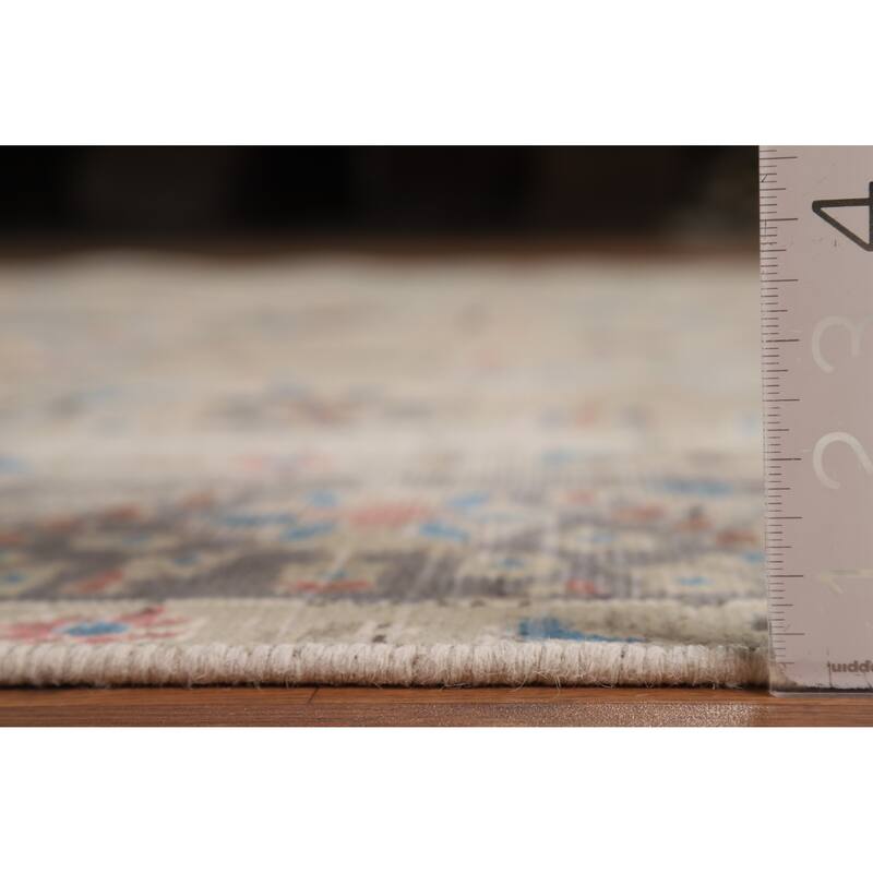 Geometric Tabriz Persian Rug Handmade Beige Wool Carpet - 8'2"x 10'9"