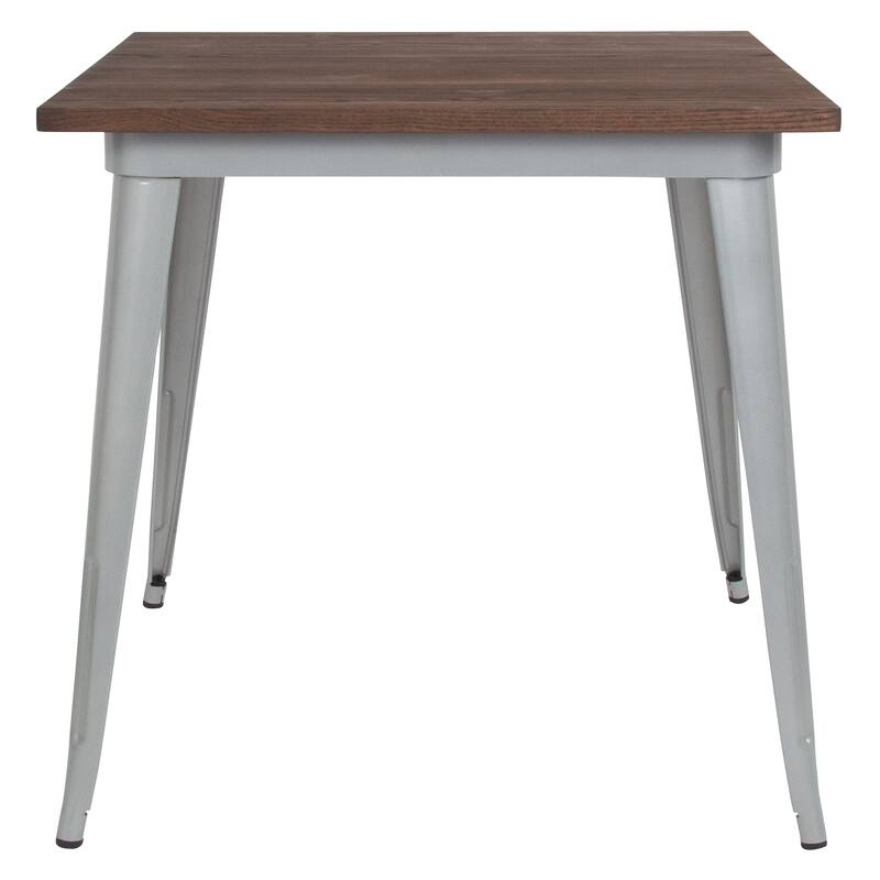 Industrial Steel and Wood Compact Square Dining Table - 31.5"W x 31.5"D x 30.5"H