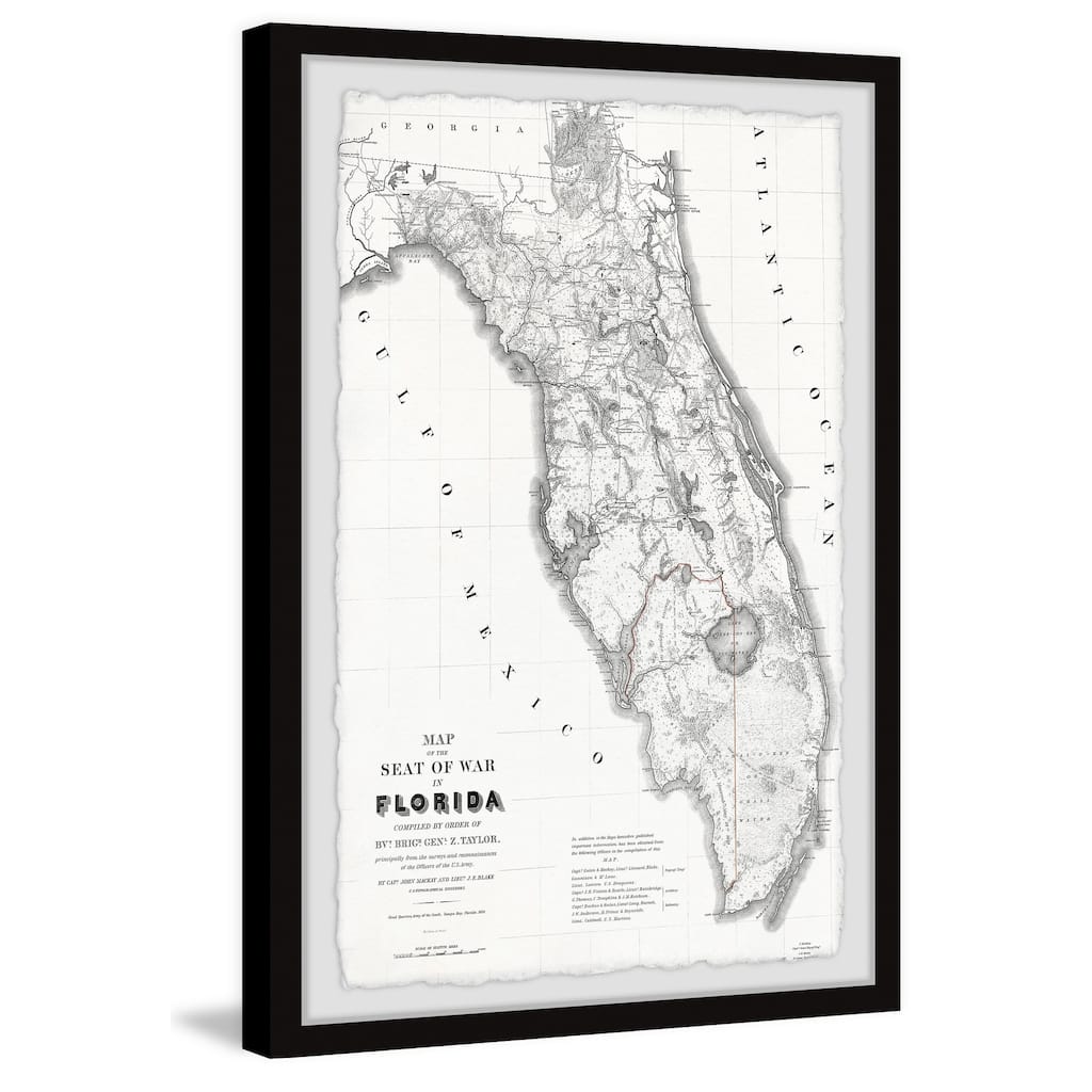 'Map of the Seat of War in Florida' Framed Painting Print