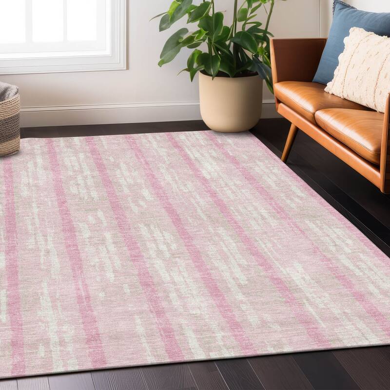 Machine Washable Indoor/ Outdoor Chantille Ombre Stripe Rug