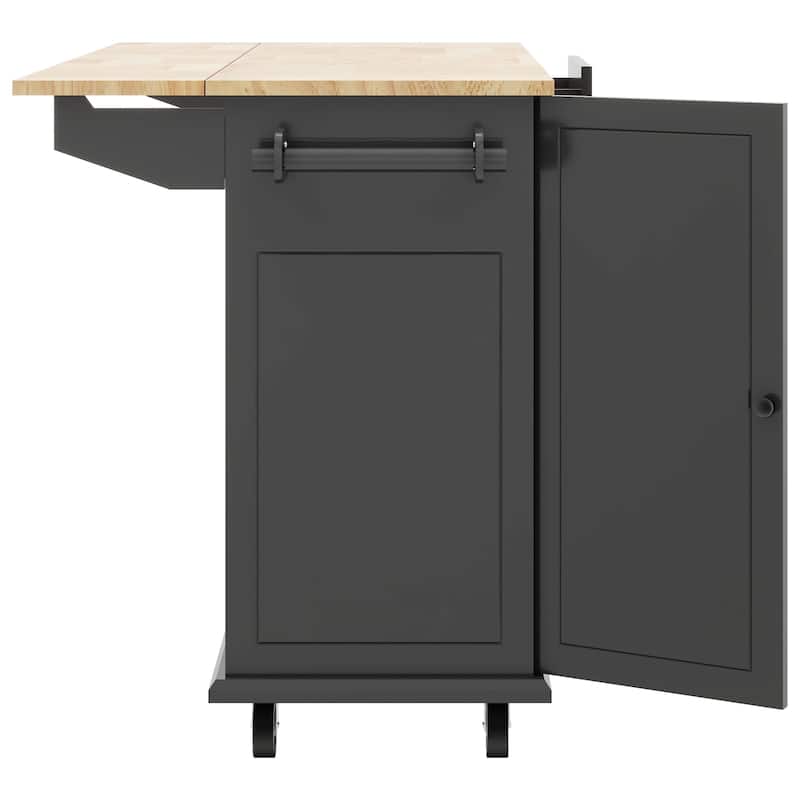 Kitchen Island with Drop Leaf,with Spice Rack, Towel Rack