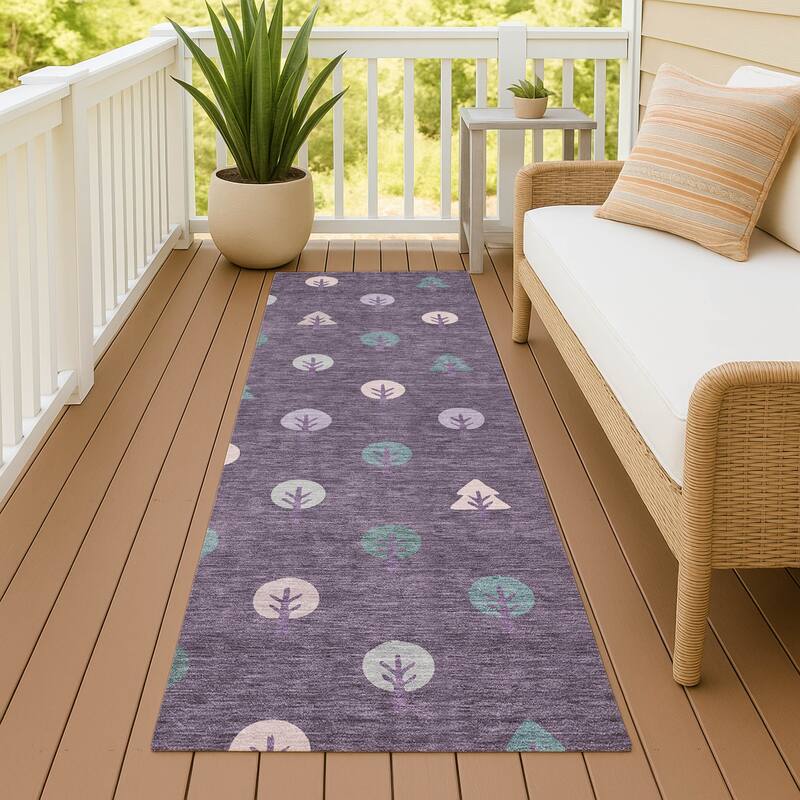 Machine Washable Indoor/ Outdoor Modern Mulvane Chantille Rug - Plum - 2'3" x 7'6"