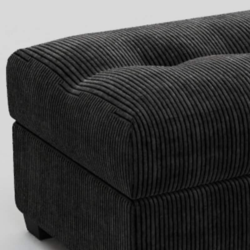 HomeRoots 37" Black Corduroy Tufted Ottoman